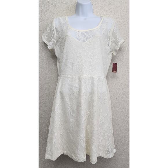 No boundaries Cream Lace Overlay A Line Mini Dress XL 15 17 Juniors New With Tag - Picture 1 of 7